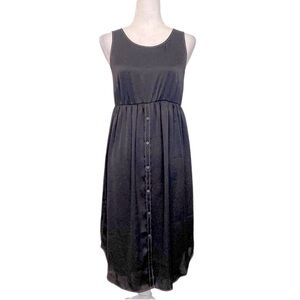 All Saints Kowlo Satin Sleeveless Shirt Dress Black Small